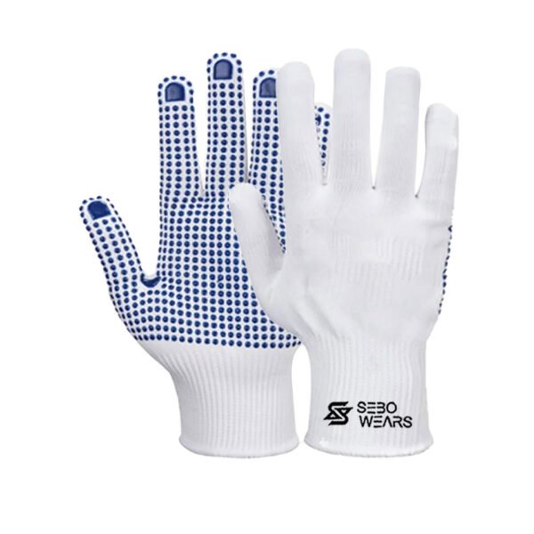 Dotted Gloves PVC Cotton Front Dotted